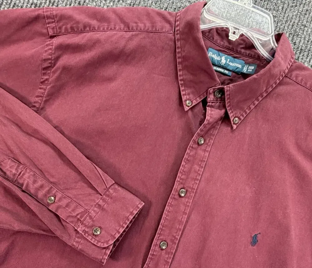 Polo Ralph Lauren Classic Fit Shirt Mens 3XB Maroon Button Up Big Tall Cotton